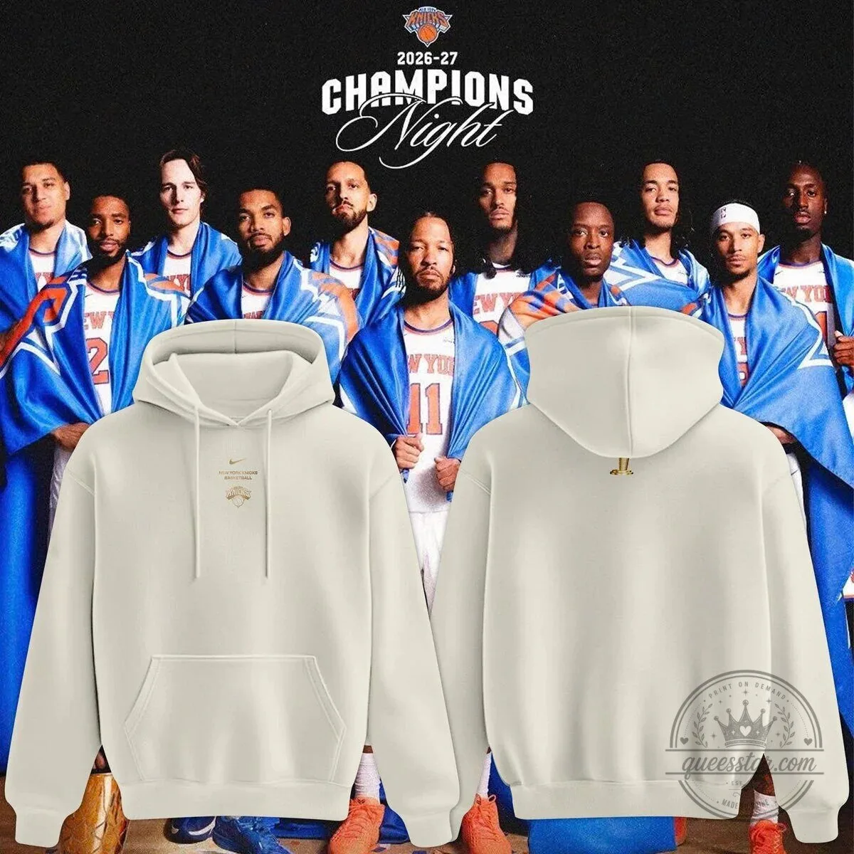 New York Knicks 2026 Champions Night Cream Hoodie