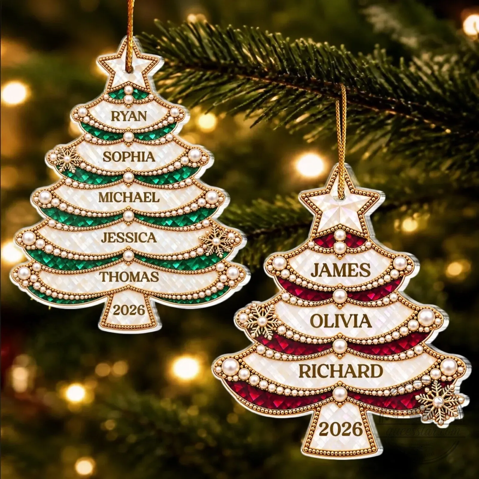 Personalized Christmas Tree Family Name Keepsake Ornament