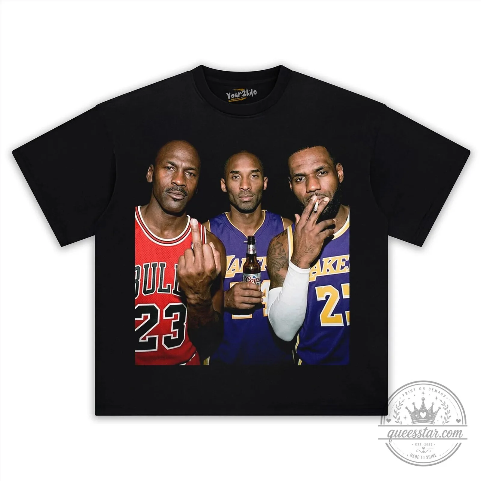 Michael Jordan Kobe Bryant LeBron James Basketball Legends Black T-Shirt