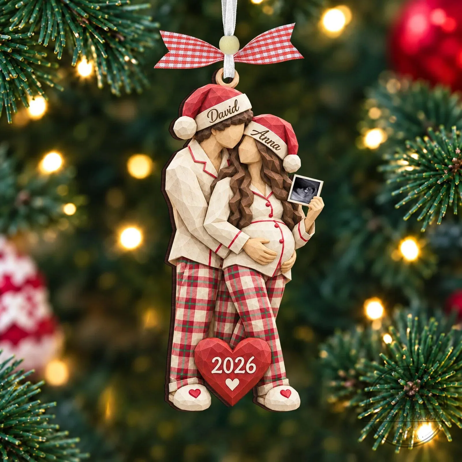 Personalized Expecting Parents Christmas Ornament with Ultrasound Photo and Custom Names 5 Personalized Expecting Parents Christmas Ornament with Ultrasound Photo and Custom Names