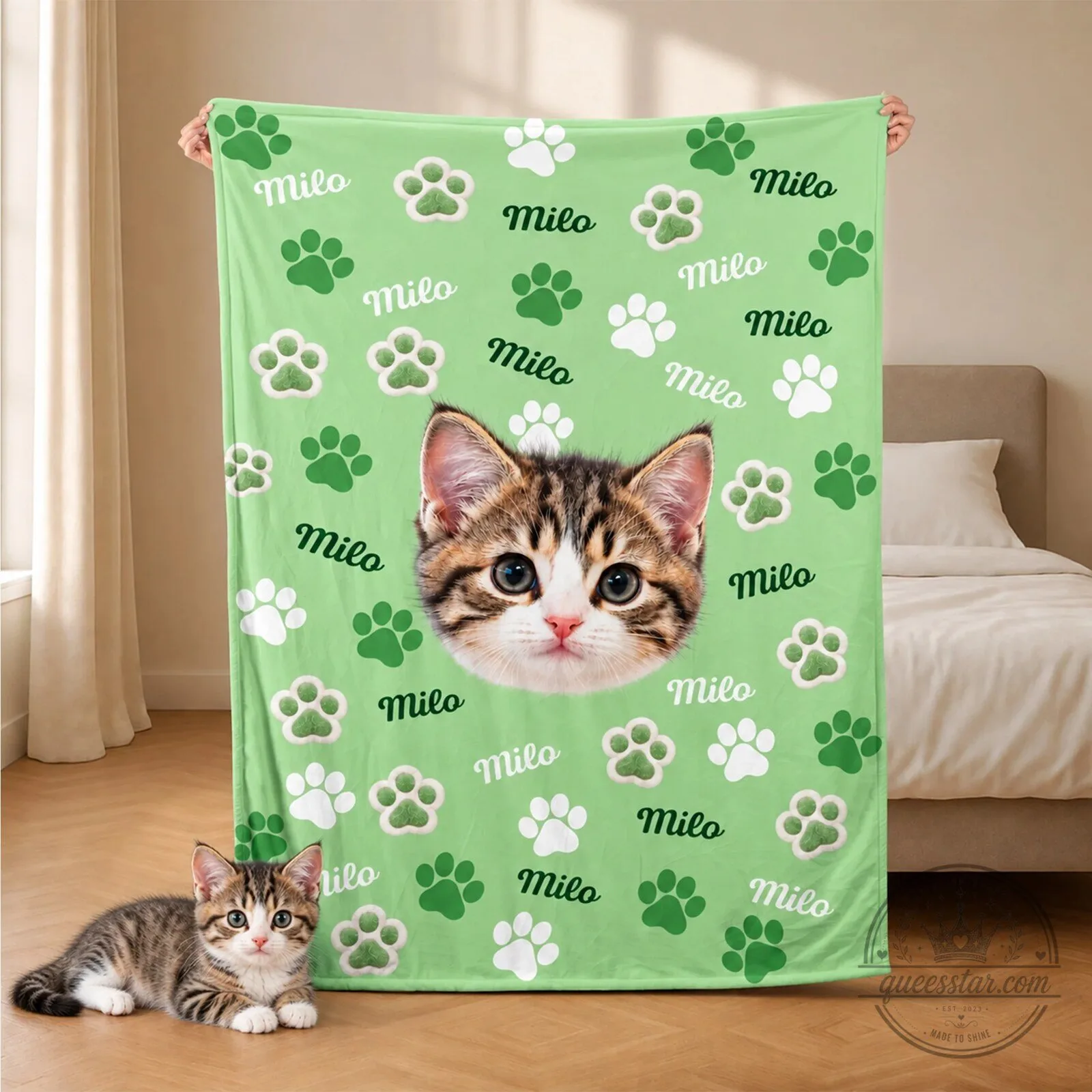 Personalized Pet Photo Blanket with Paw Prints and Custom Name for Dog Lovers 5 Personalized Pet Photo Blanket with Paw Prints and Custom Name for Dog Lovers