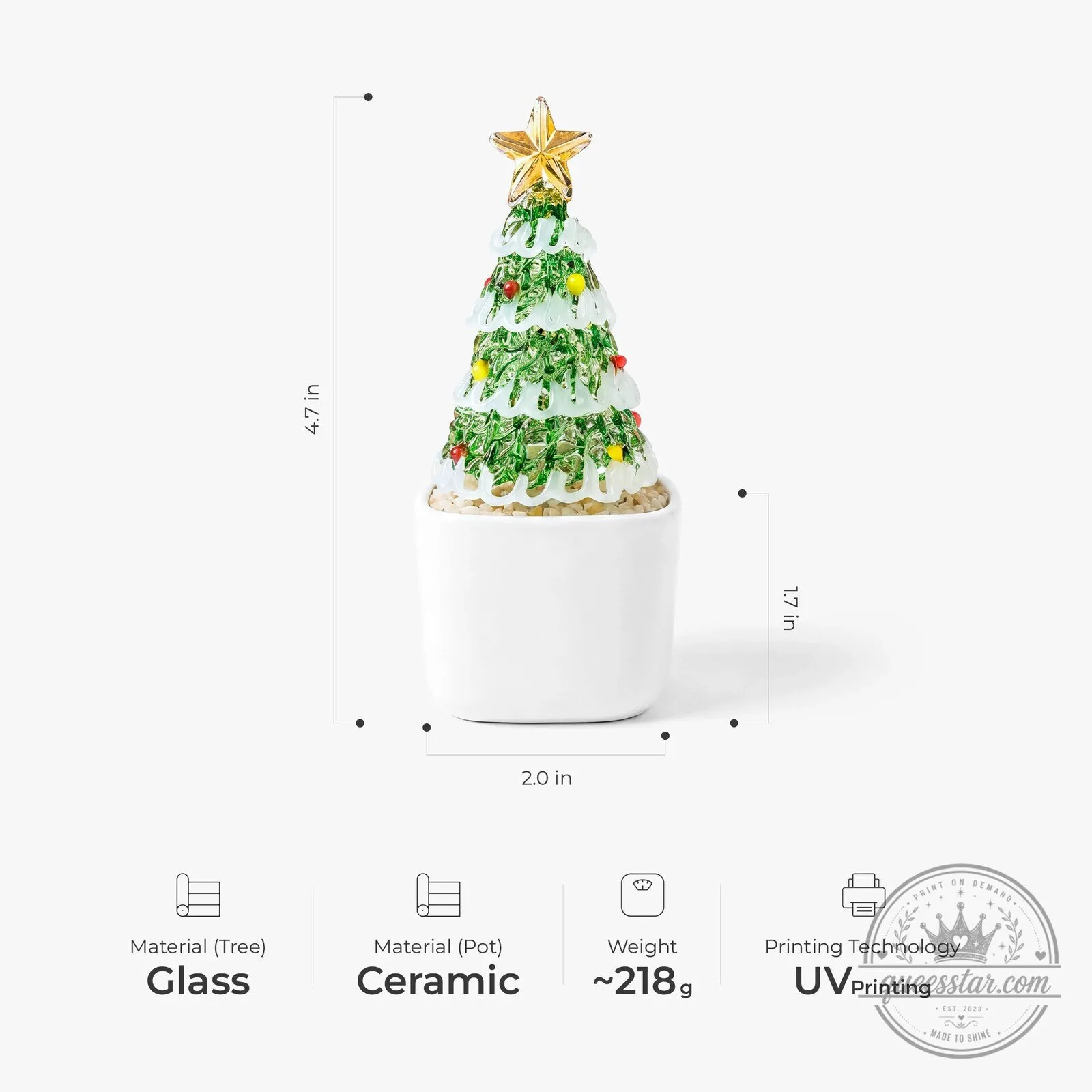 Personalized Glass Potted Christmas Tree with Bear and Piglet Design 7 Personalized Glass Potted Christmas Tree with Bear and Piglet Design