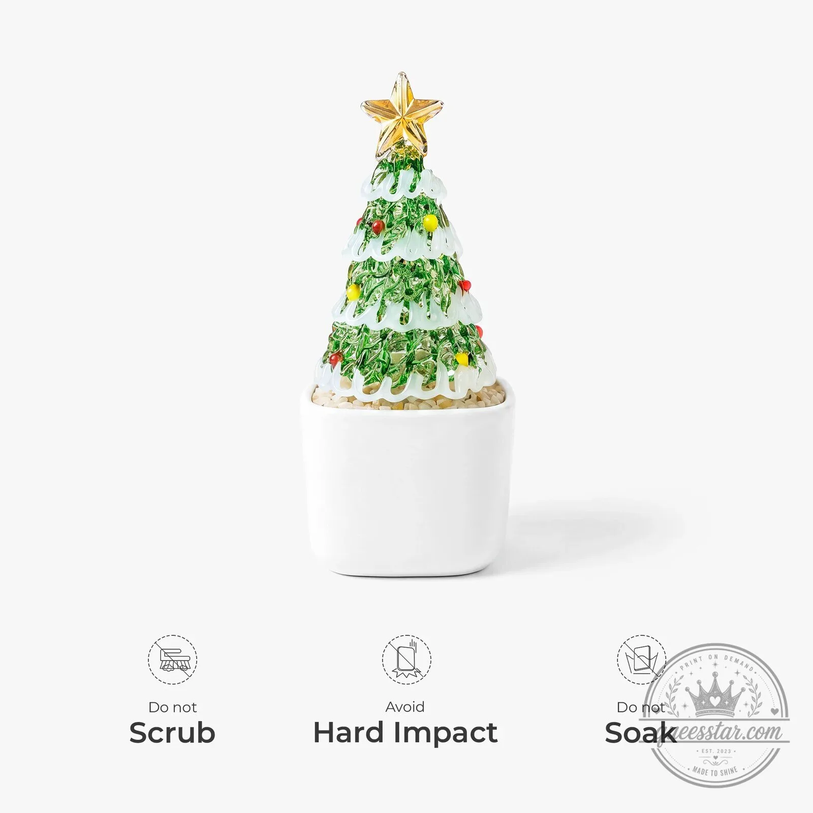 Personalized Glass Potted Christmas Tree with Bear and Piglet Design 8 Personalized Glass Potted Christmas Tree with Bear and Piglet Design