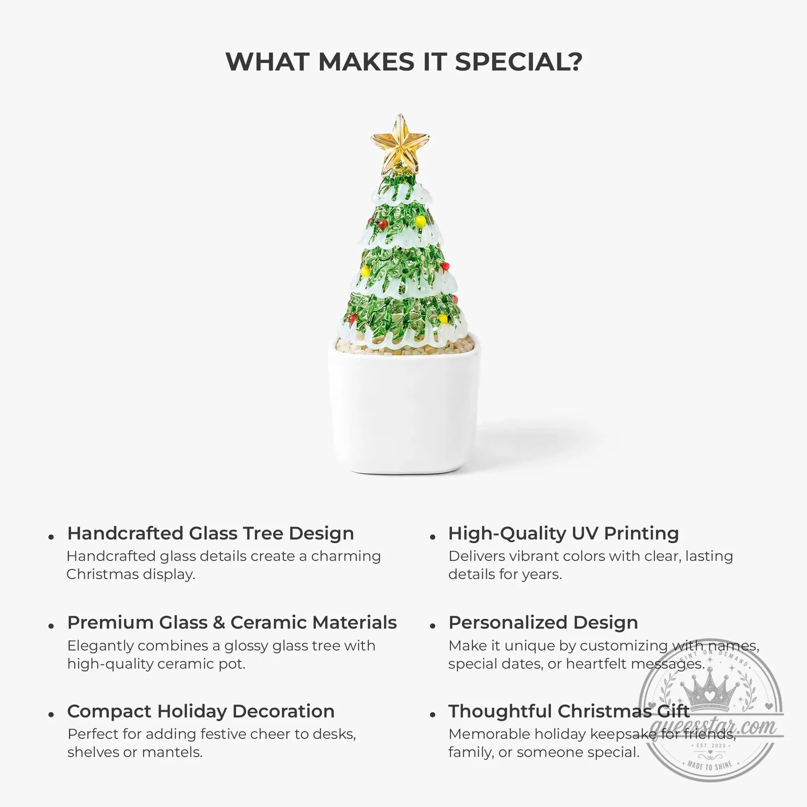 Personalized Glass Potted Christmas Tree with Bear and Piglet Design 9 Personalized Glass Potted Christmas Tree with Bear and Piglet Design