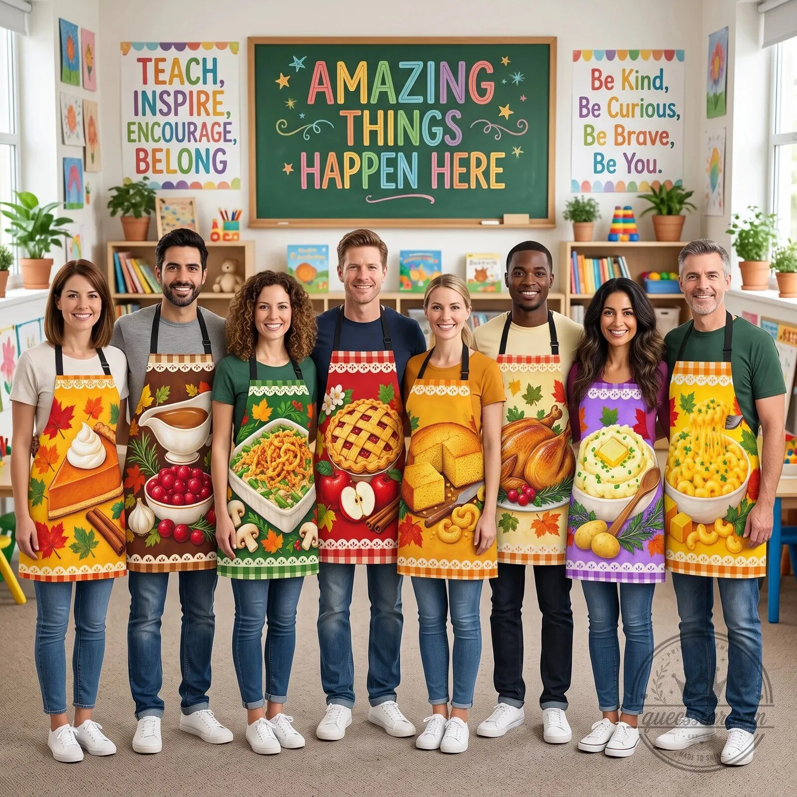 Thanksgiving Dinner Matching Family Friendsgiving Group Party Apron