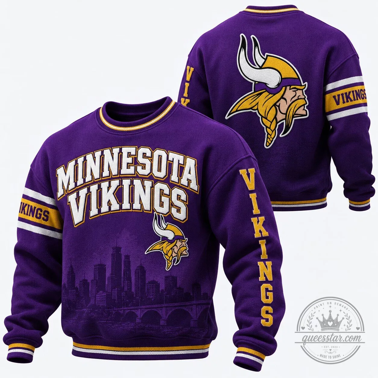 Minnesota Vikings Football Team Skyline Crewneck Sweatshirt 1 Minnesota Vikings Football Team Skyline Crewneck Sweatshirt