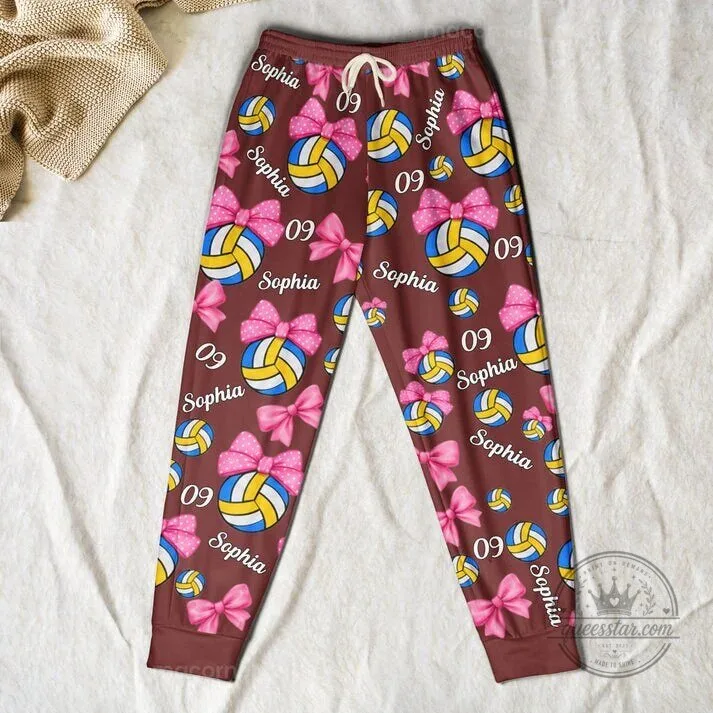 Personalized Volleyball Player Daisy Number 22 Purple Pajama Pants for Women 10 Personalized Volleyball Player Daisy Number 22 Purple Pajama Pants for Women
