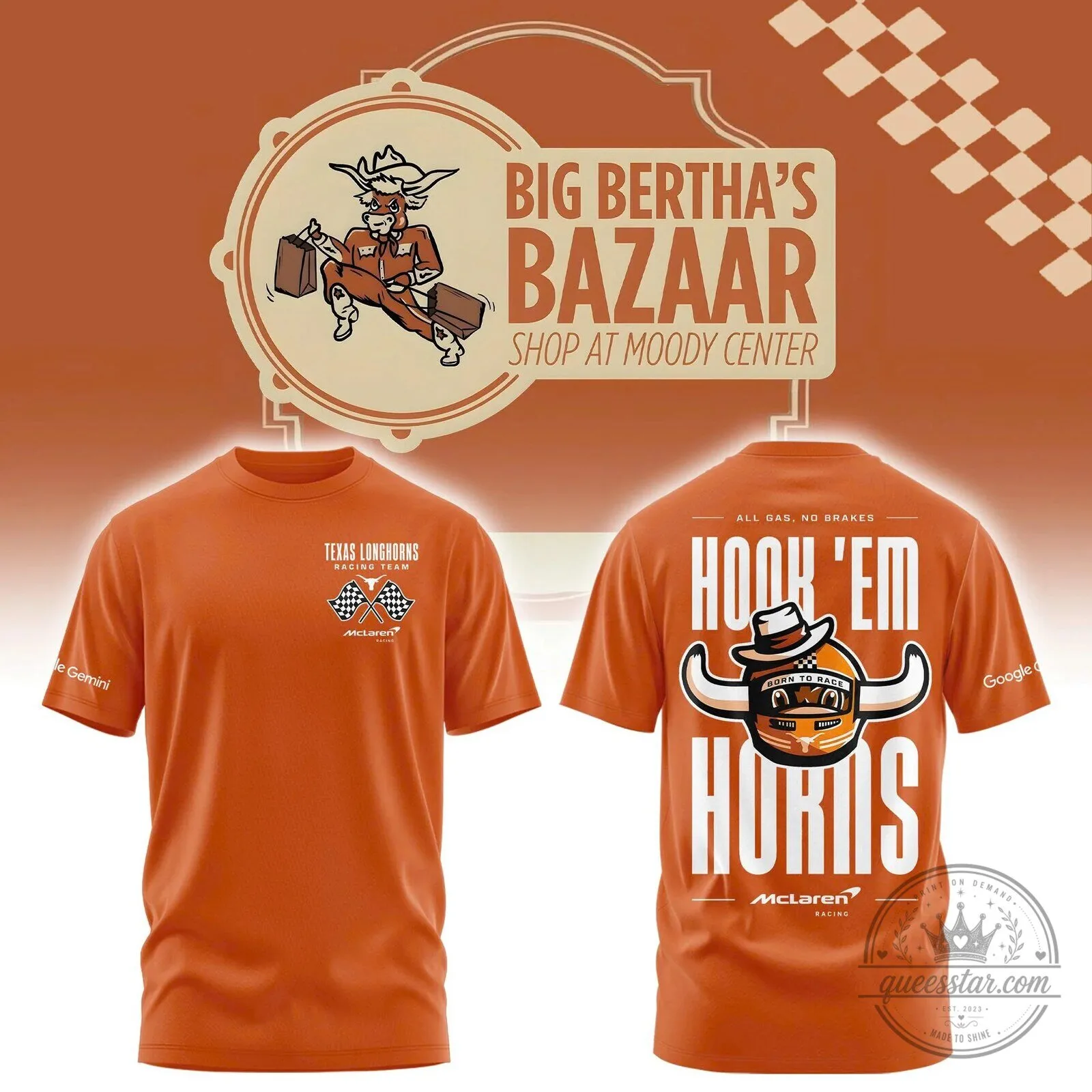 Texas Longhorns Racing Team McLaren Formula 1 Hook 'Em Horns T-Shirt