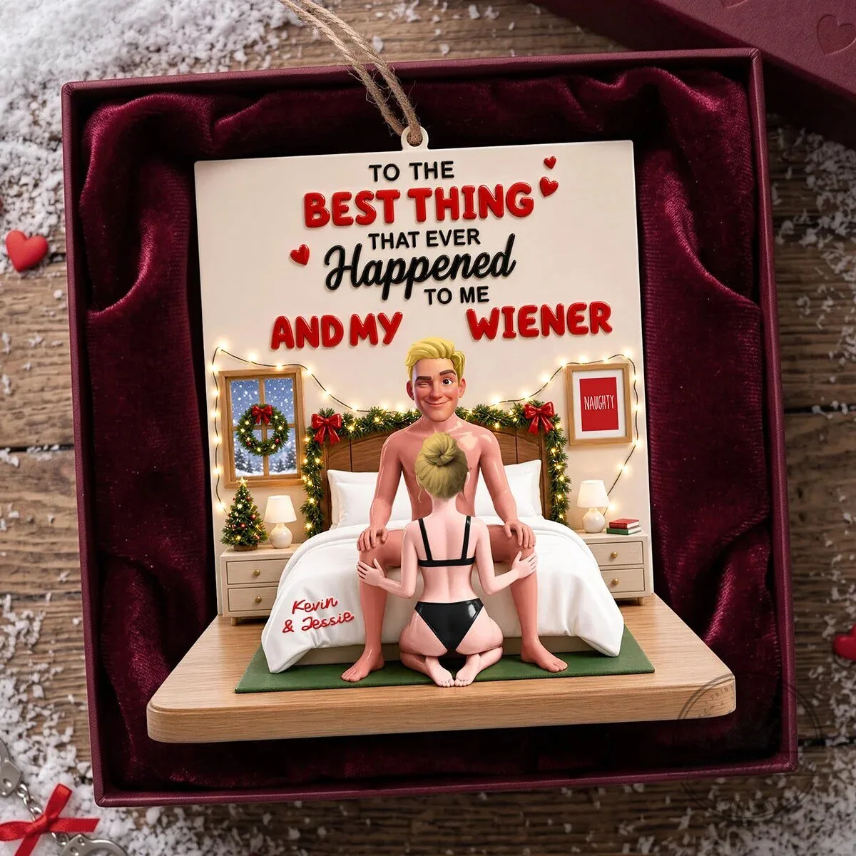 Personalized Naughty Couple Christmas Ornament - Best Thing That Ever Happened To My Wiener 4 Personalized Naughty Couple Christmas Ornament - Best Thing That Ever Happened To My Wiener