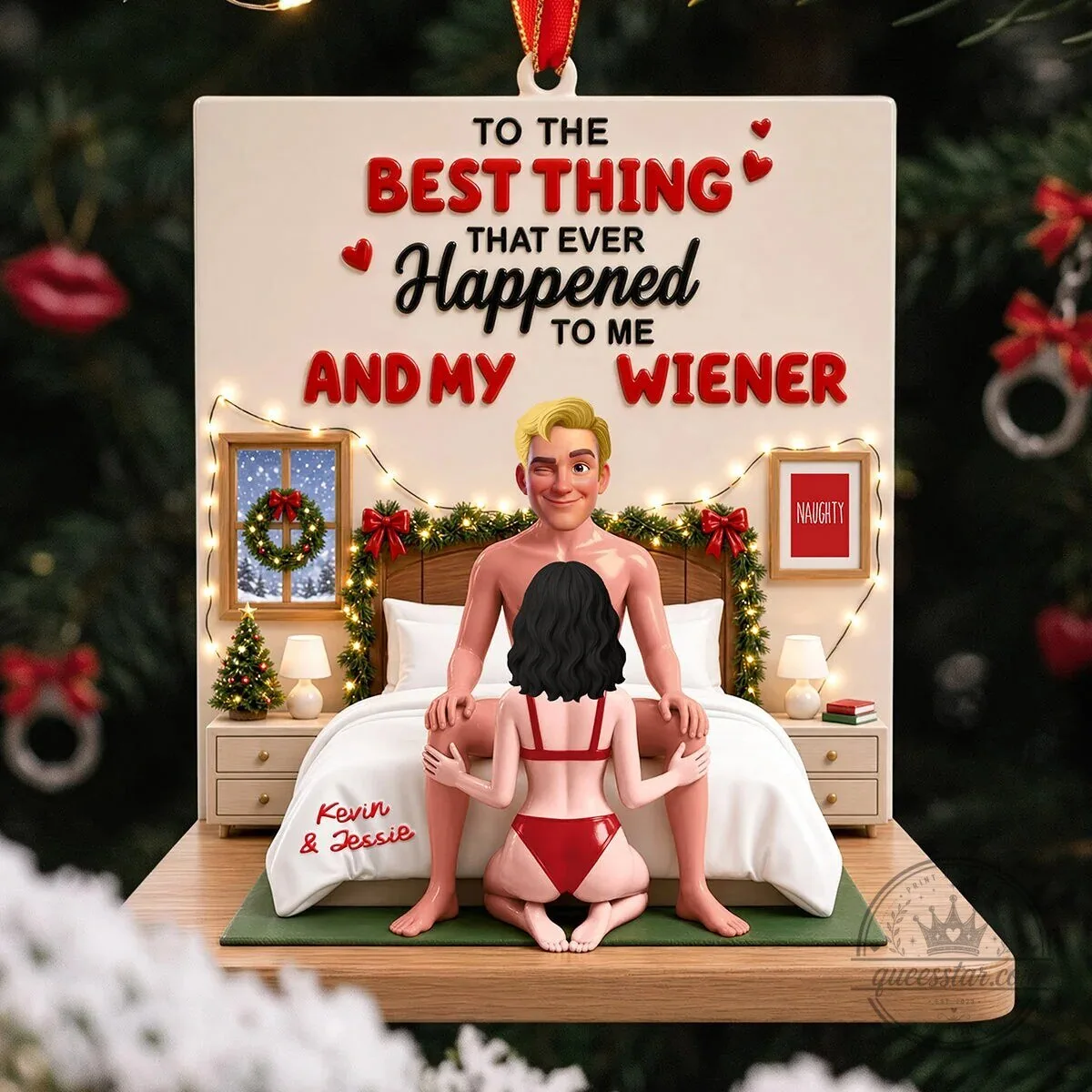 Personalized Naughty Couple Christmas Ornament - Best Thing That Ever Happened To My Wiener 5 Personalized Naughty Couple Christmas Ornament - Best Thing That Ever Happened To My Wiener