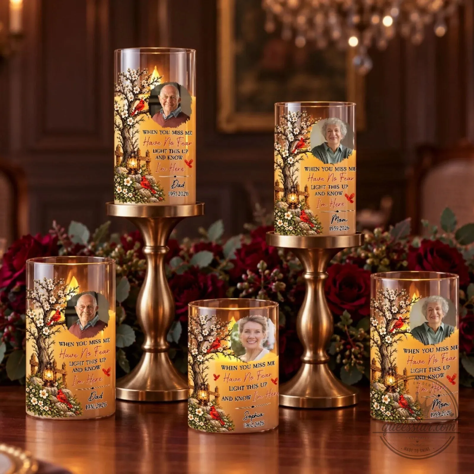 Personalized Memorial Cardinal Tree Flameless LED Candle for Loved Ones 42 Personalized Memorial Cardinal Tree Flameless LED Candle for Loved Ones