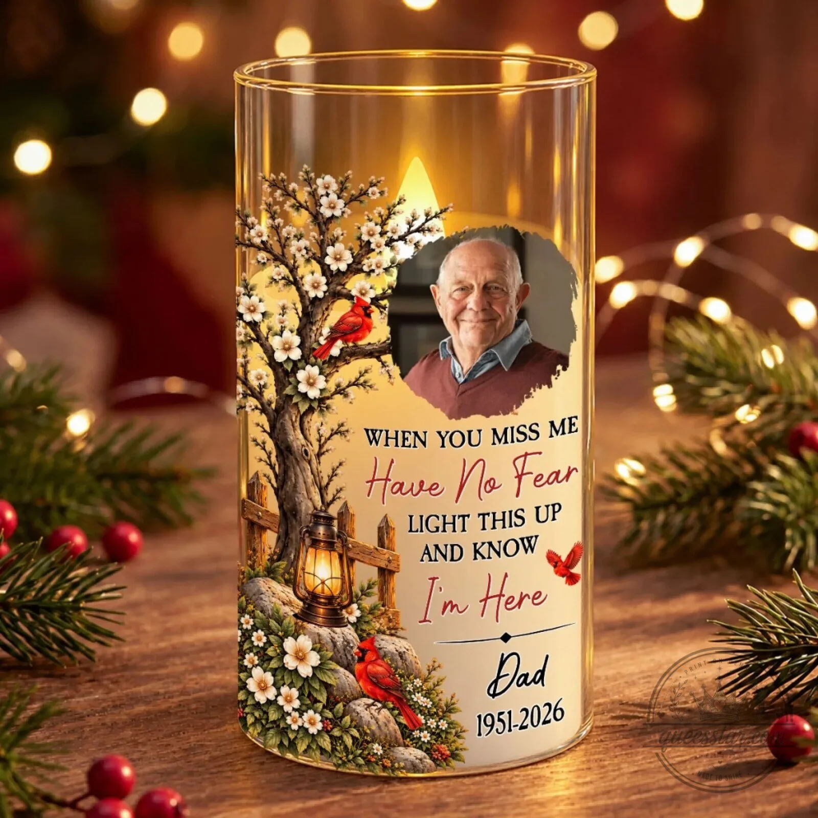 Personalized Memorial Cardinal Tree Flameless LED Candle for Loved Ones 43 Personalized Memorial Cardinal Tree Flameless LED Candle for Loved Ones
