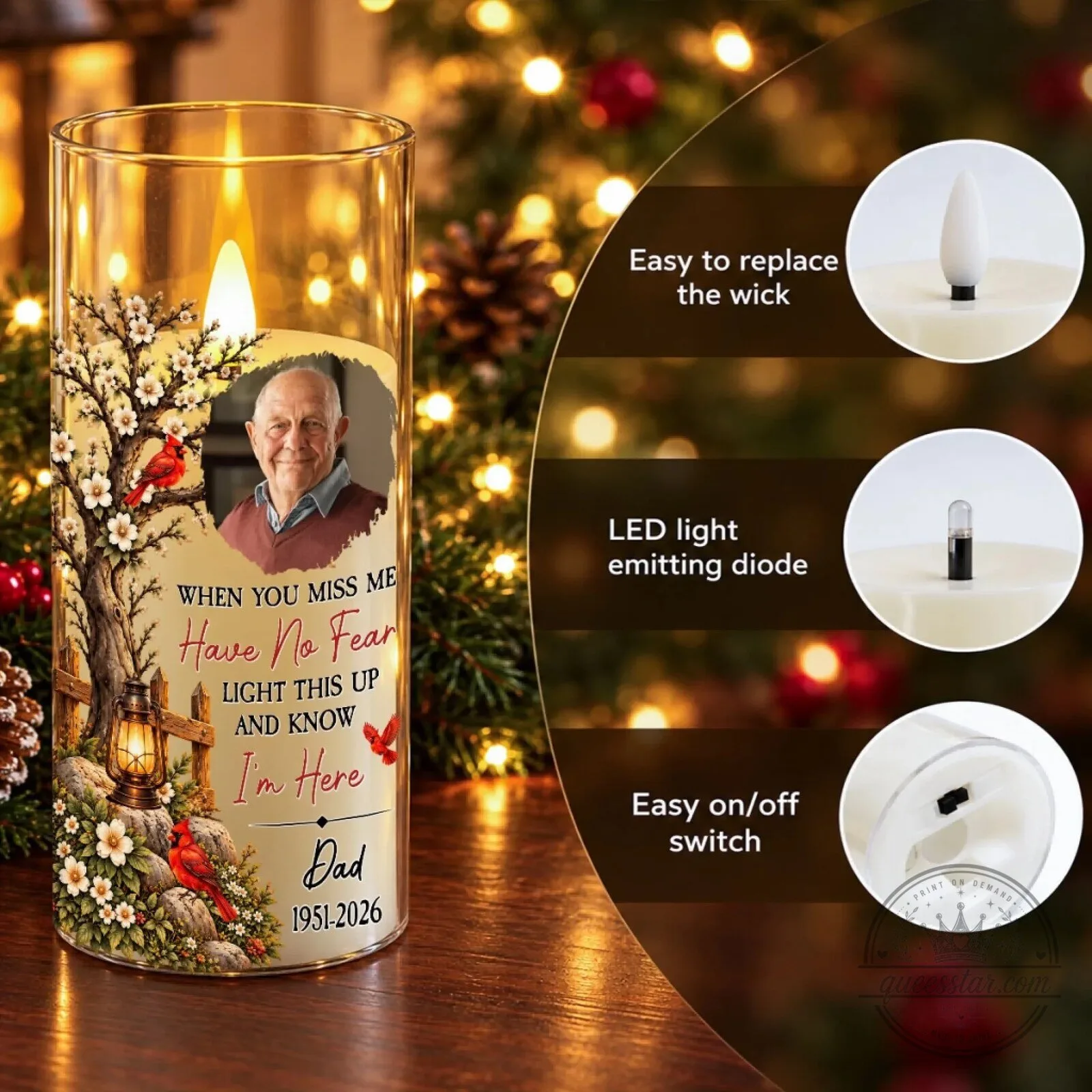 Personalized Memorial Cardinal Tree Flameless LED Candle for Loved Ones 44 Personalized Memorial Cardinal Tree Flameless LED Candle for Loved Ones