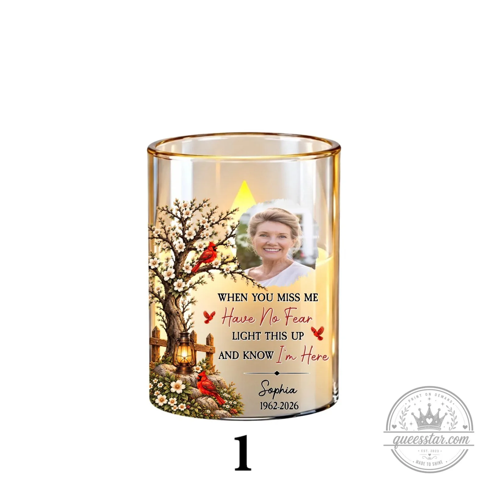 Personalized Memorial Cardinal Tree Flameless LED Candle for Loved Ones 48 Personalized Memorial Cardinal Tree Flameless LED Candle for Loved Ones