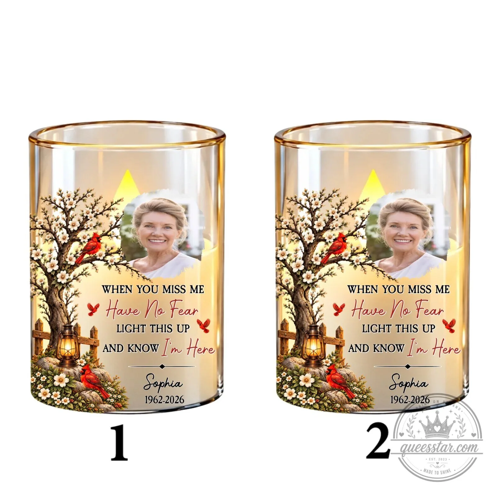 Personalized Memorial Cardinal Tree Flameless LED Candle for Loved Ones 49 Personalized Memorial Cardinal Tree Flameless LED Candle for Loved Ones