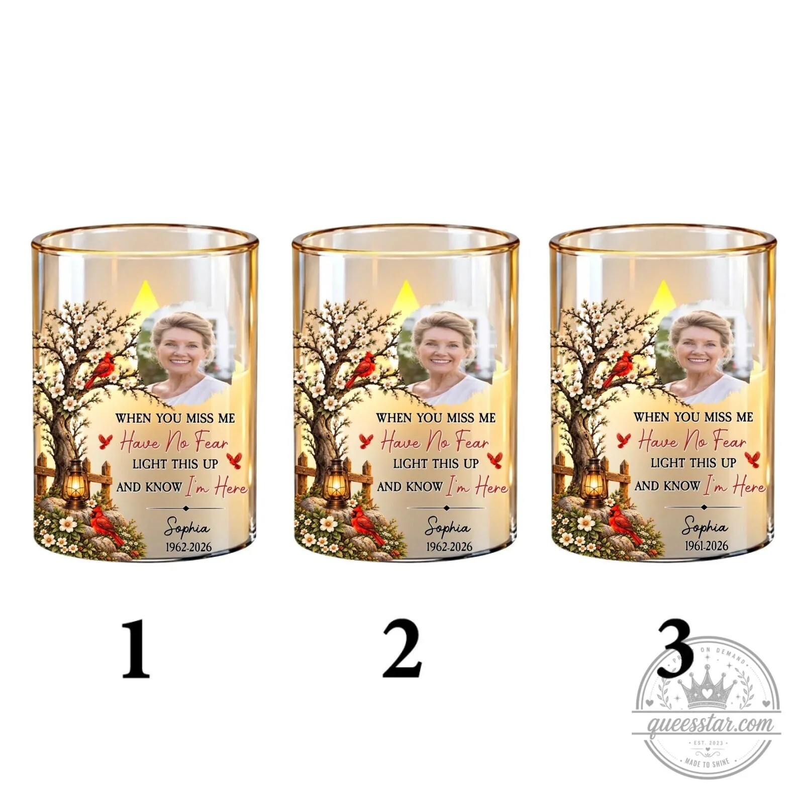 Personalized Memorial Cardinal Tree Flameless LED Candle for Loved Ones 50 Personalized Memorial Cardinal Tree Flameless LED Candle for Loved Ones