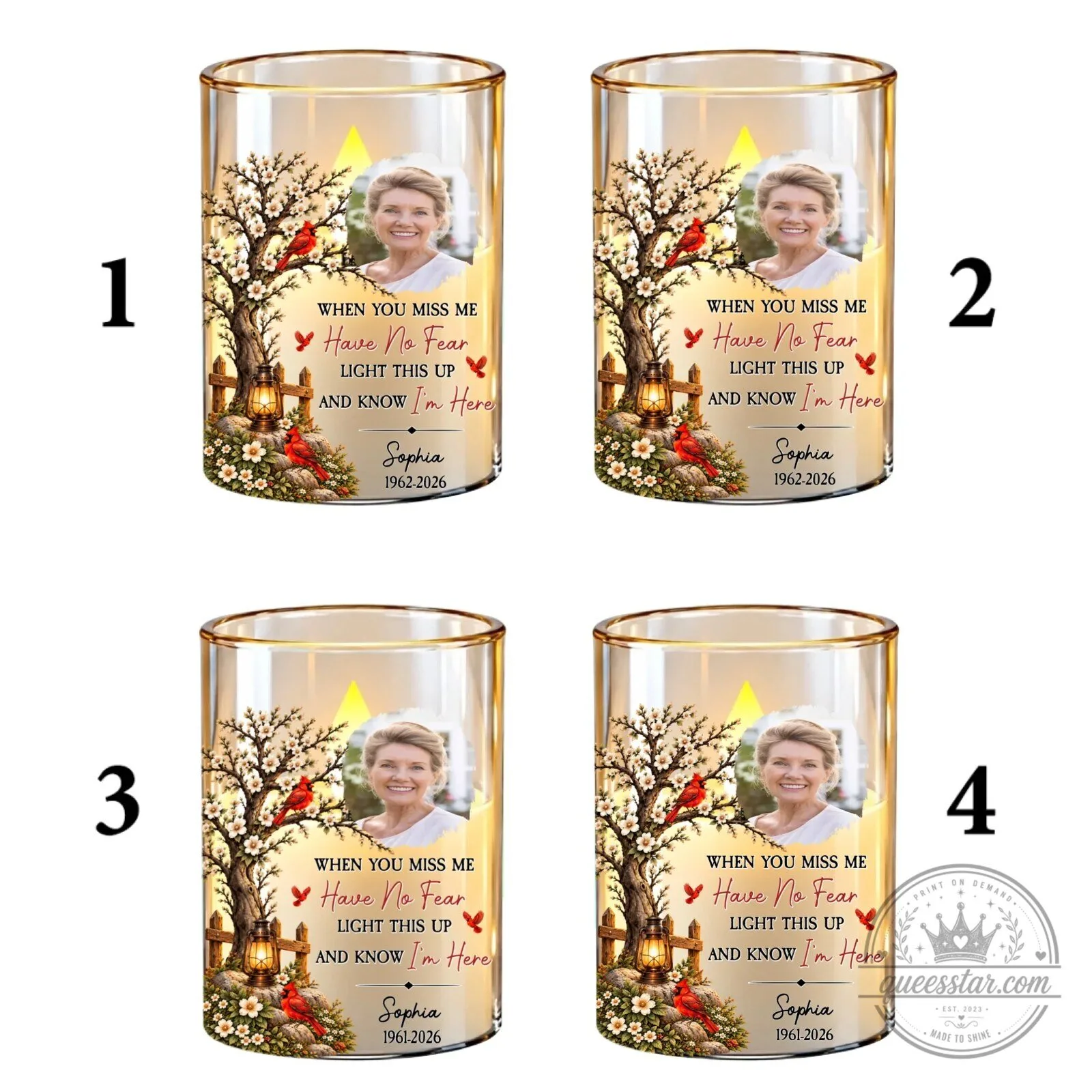Personalized Memorial Cardinal Tree Flameless LED Candle for Loved Ones 51 Personalized Memorial Cardinal Tree Flameless LED Candle for Loved Ones