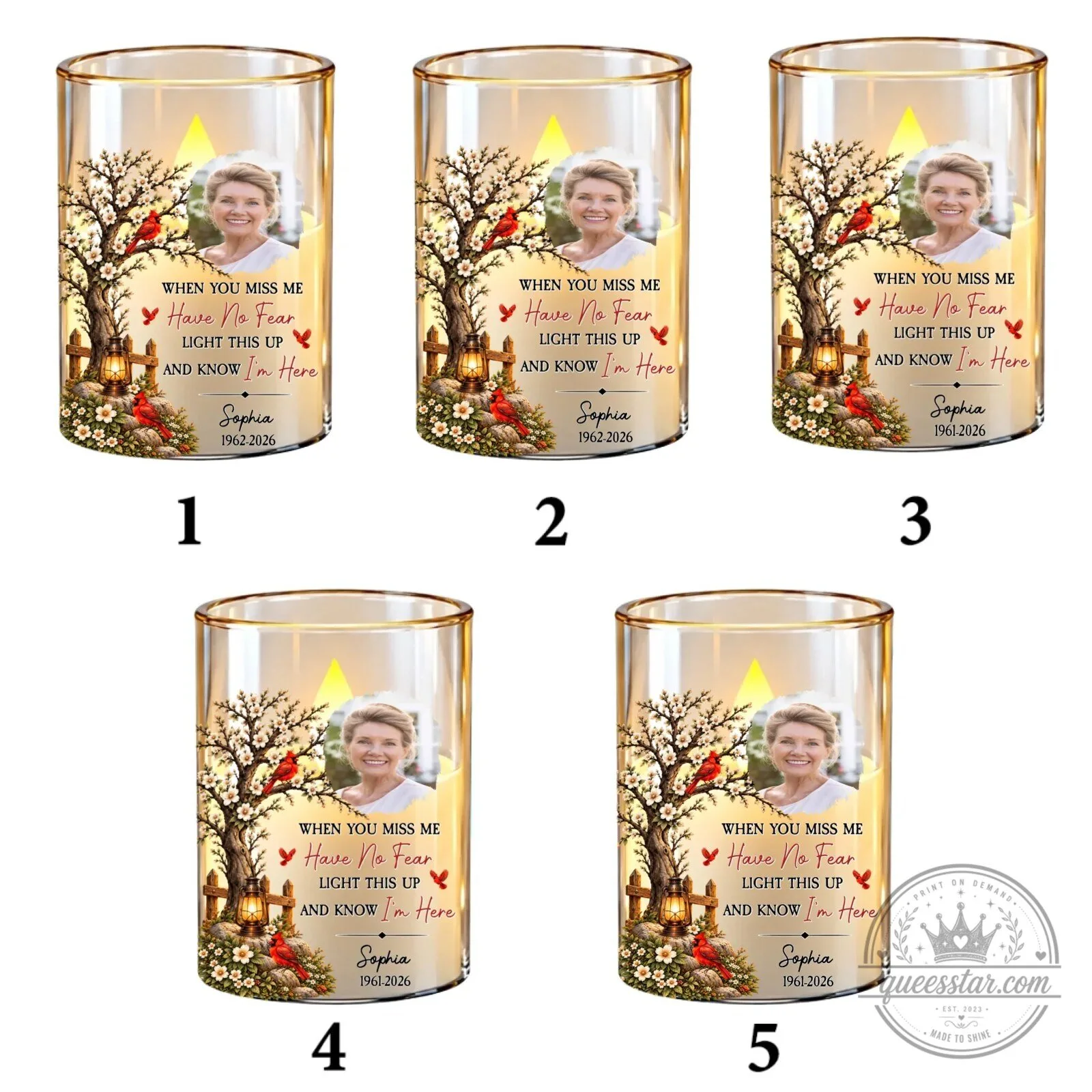 Personalized Memorial Cardinal Tree Flameless LED Candle for Loved Ones 52 Personalized Memorial Cardinal Tree Flameless LED Candle for Loved Ones