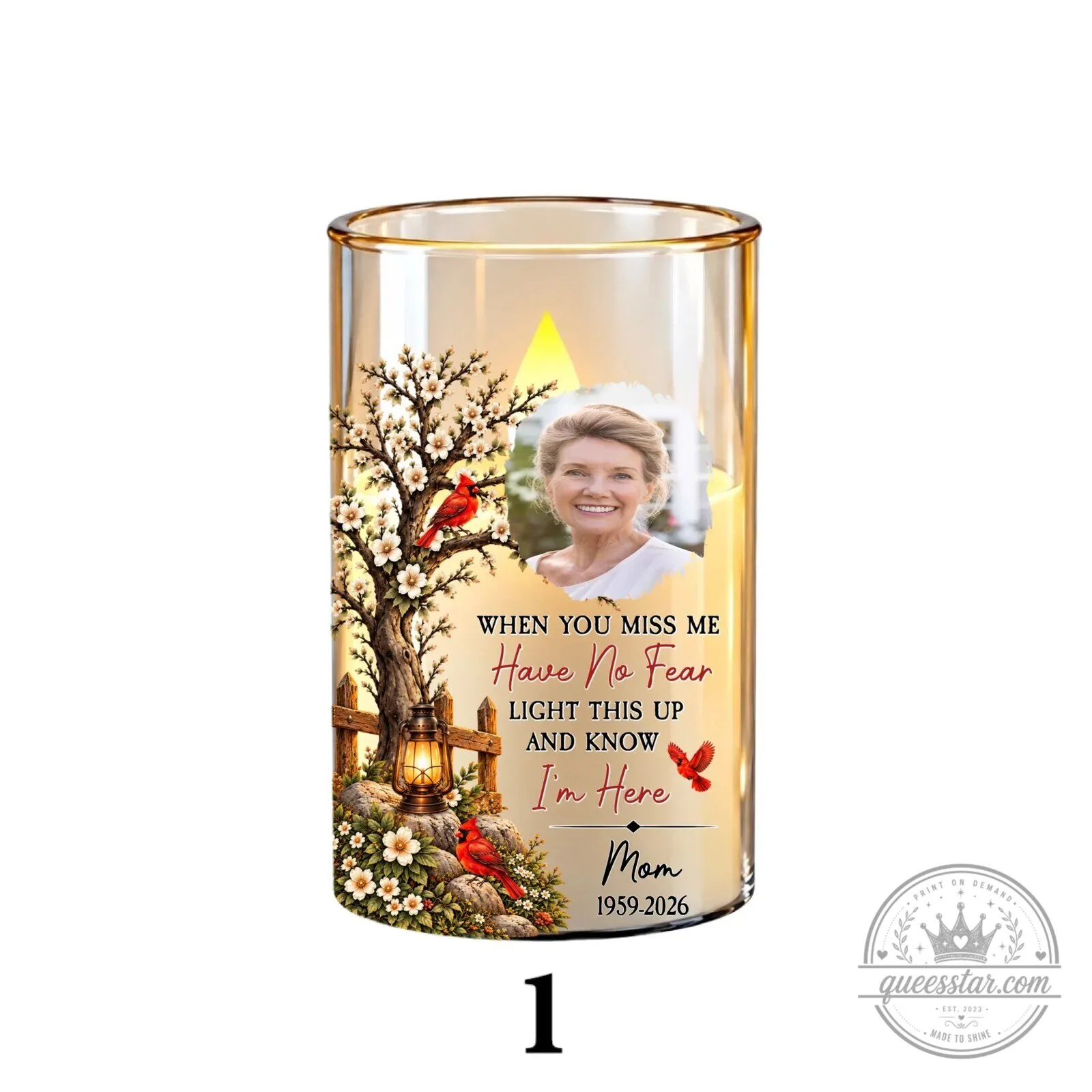 Personalized Memorial Cardinal Tree Flameless LED Candle for Loved Ones 58 Personalized Memorial Cardinal Tree Flameless LED Candle for Loved Ones