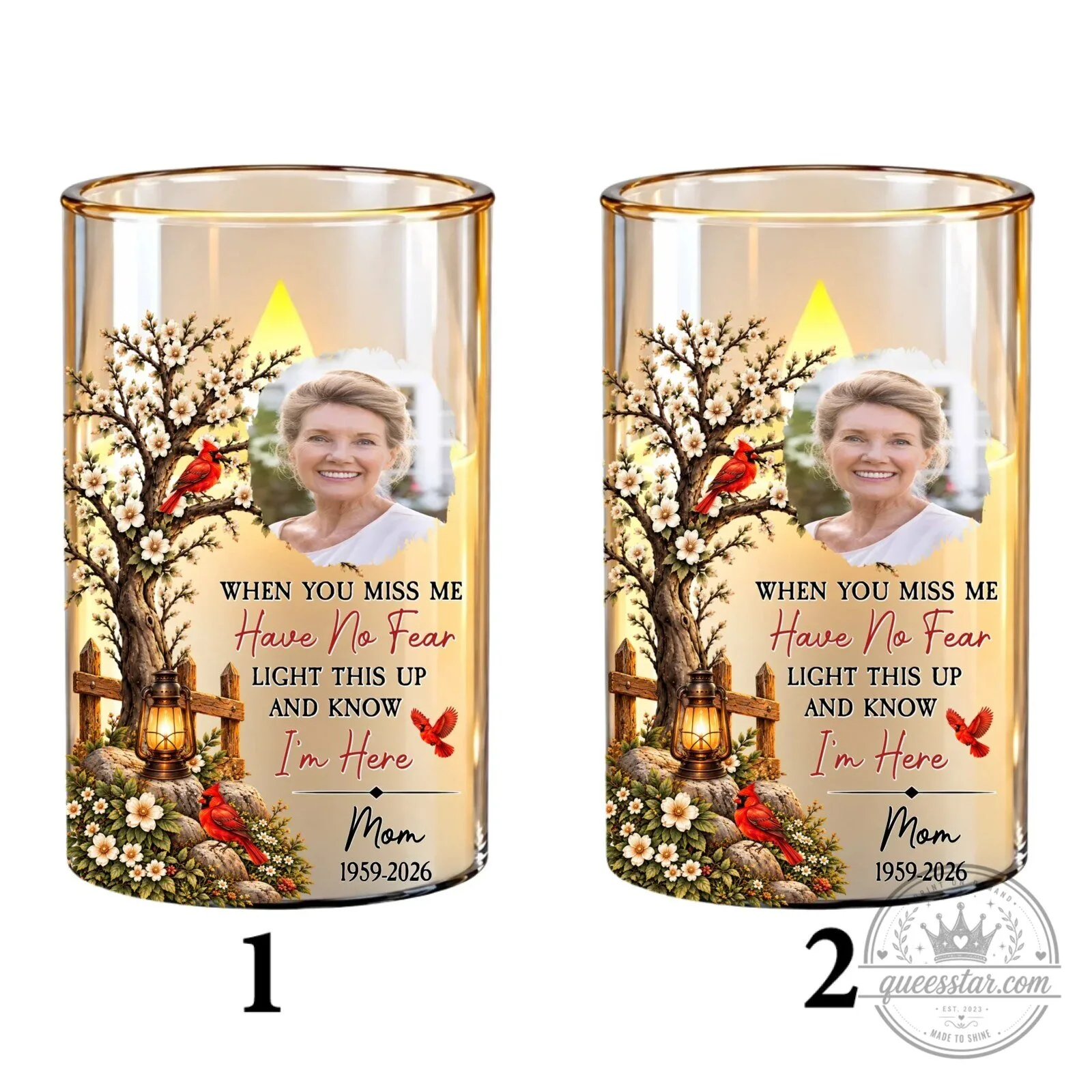 Personalized Memorial Cardinal Tree Flameless LED Candle for Loved Ones 59 Personalized Memorial Cardinal Tree Flameless LED Candle for Loved Ones