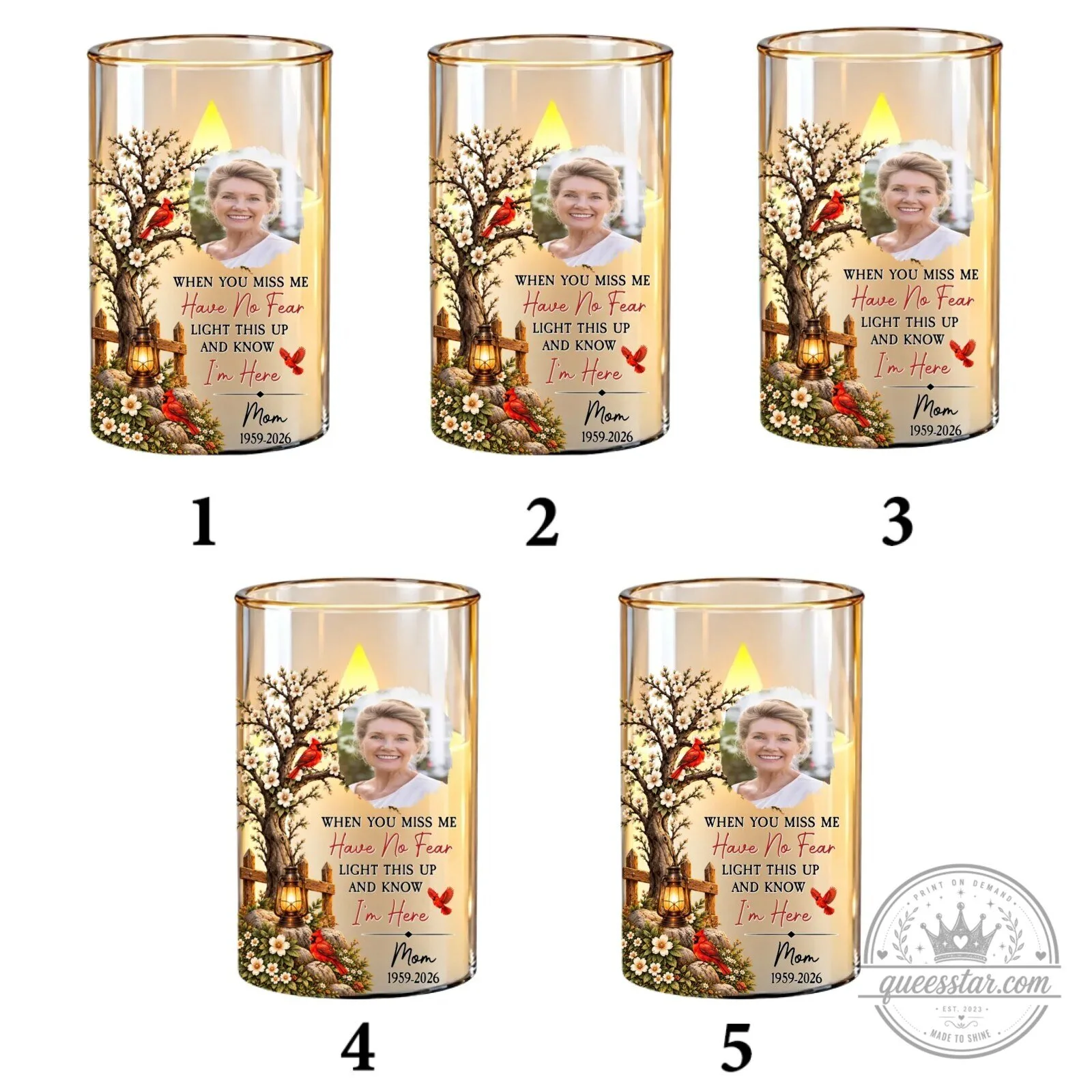 Personalized Memorial Cardinal Tree Flameless LED Candle for Loved Ones 62 Personalized Memorial Cardinal Tree Flameless LED Candle for Loved Ones