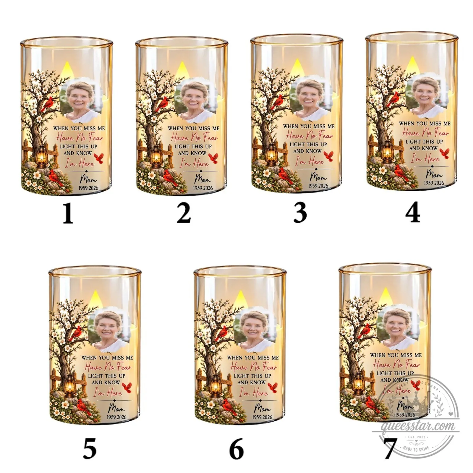 Personalized Memorial Cardinal Tree Flameless LED Candle for Loved Ones 64 Personalized Memorial Cardinal Tree Flameless LED Candle for Loved Ones
