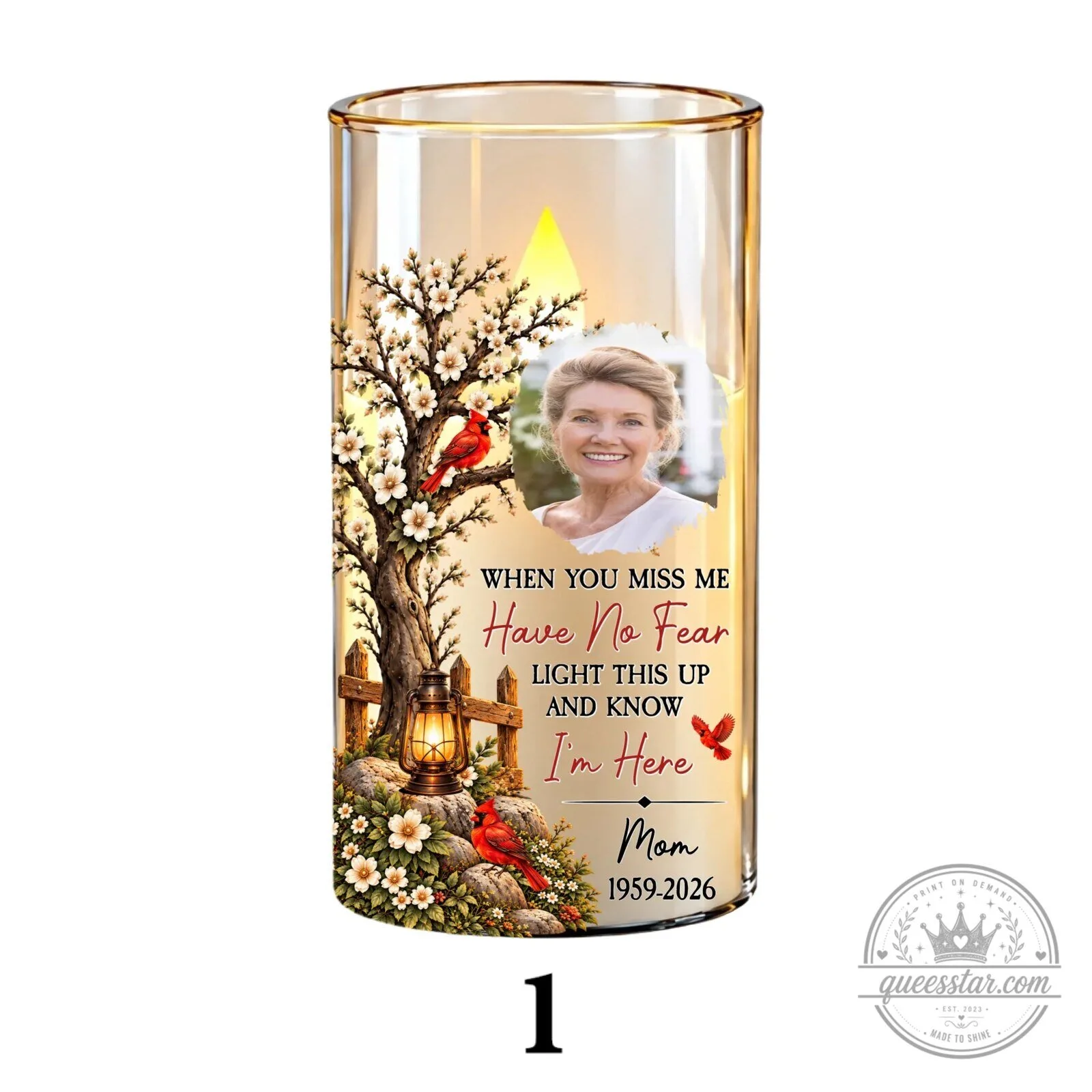 Personalized Memorial Cardinal Tree Flameless LED Candle for Loved Ones 68 Personalized Memorial Cardinal Tree Flameless LED Candle for Loved Ones