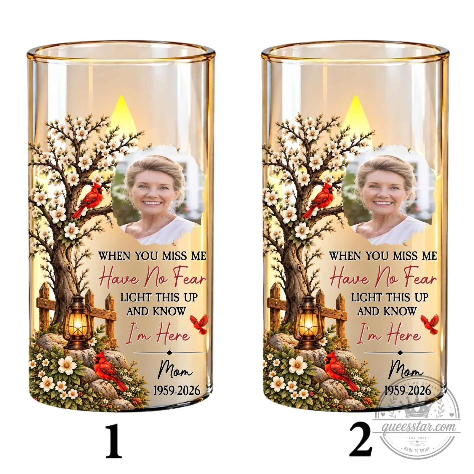 Personalized Memorial Cardinal Tree Flameless LED Candle for Loved Ones 69 Personalized Memorial Cardinal Tree Flameless LED Candle for Loved Ones