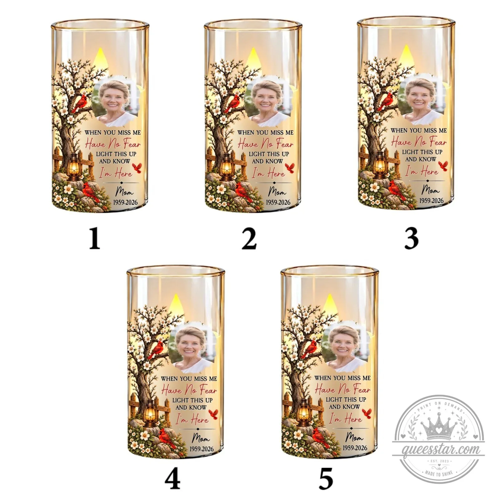 Personalized Memorial Cardinal Tree Flameless LED Candle for Loved Ones 72 Personalized Memorial Cardinal Tree Flameless LED Candle for Loved Ones