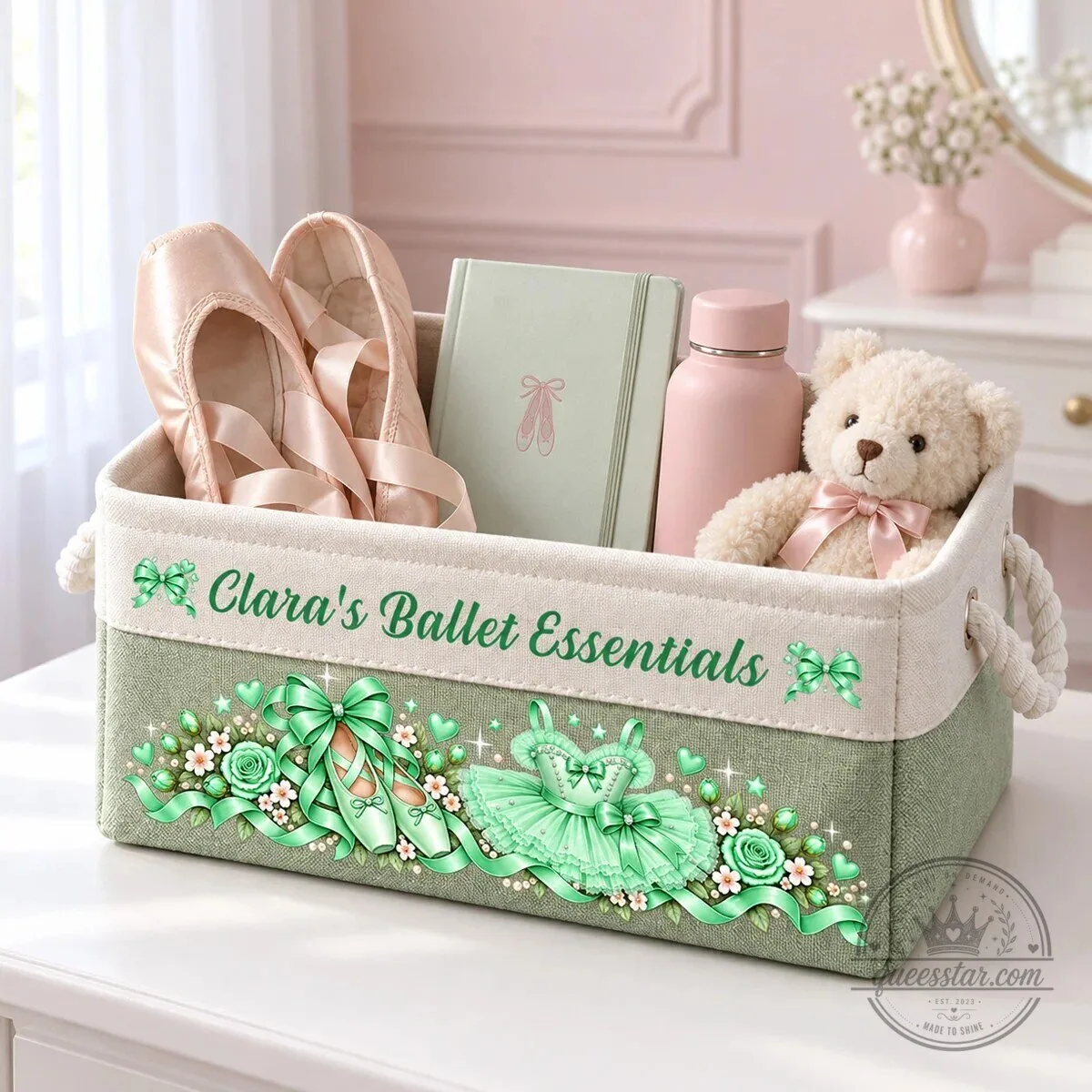 Personalized Ballerina Ballet Slippers and Tutu Storage Basket 20 Personalized Ballerina Ballet Slippers and Tutu Storage Basket