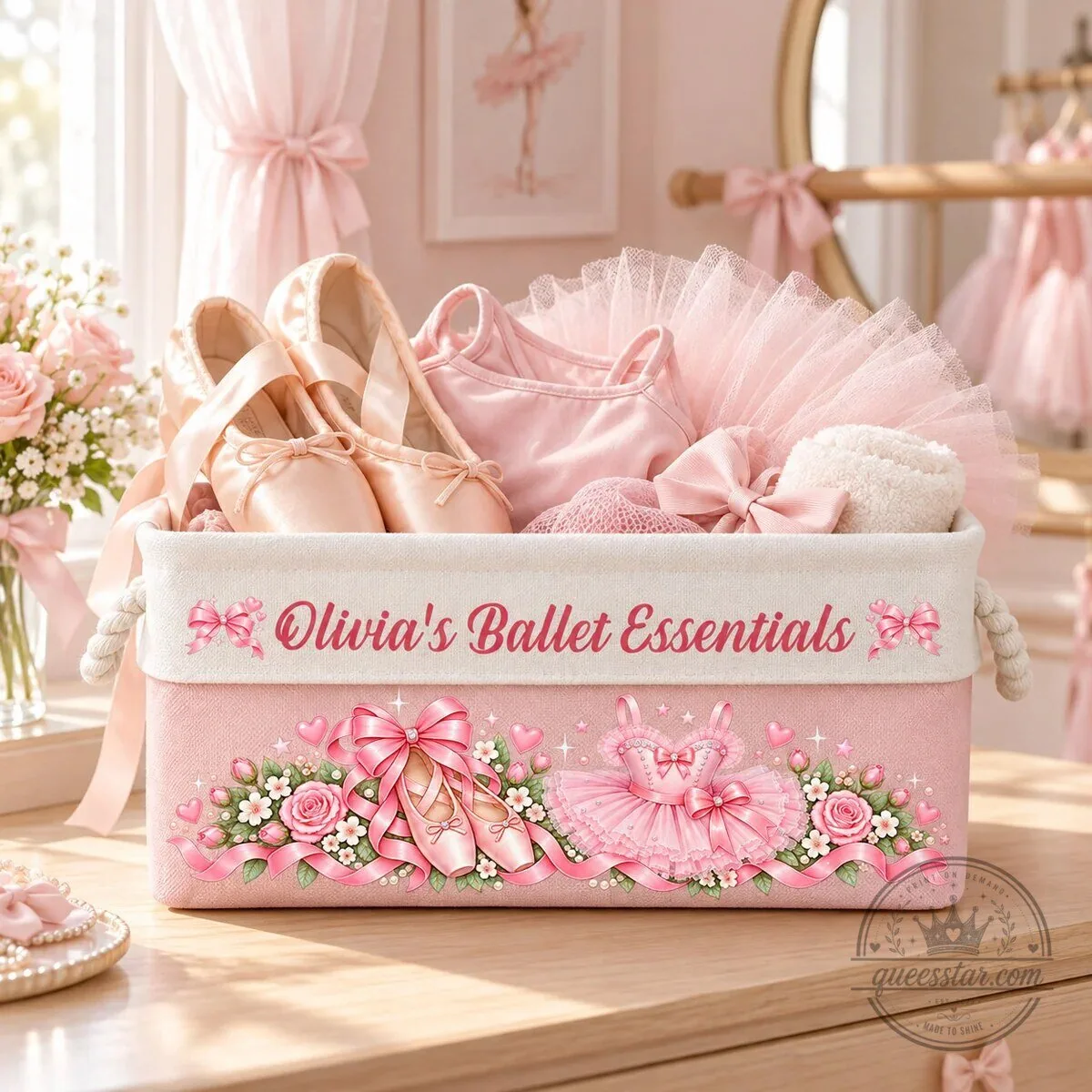 Personalized Ballerina Ballet Slippers and Tutu Storage Basket 23 Personalized Ballerina Ballet Slippers and Tutu Storage Basket