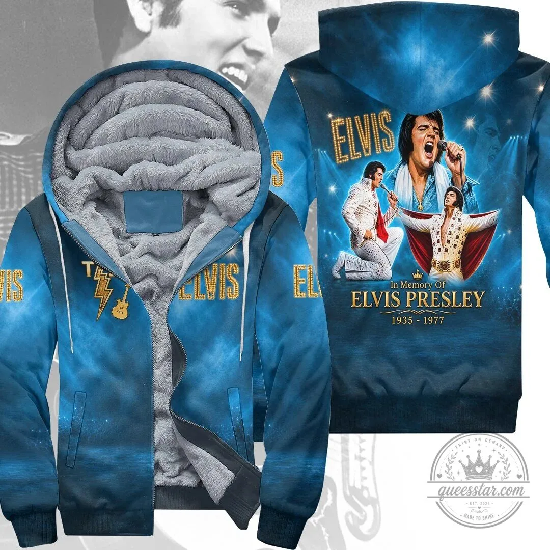 Elvis Presley In Memory Of Fleece Lined Full Zip Hoodie