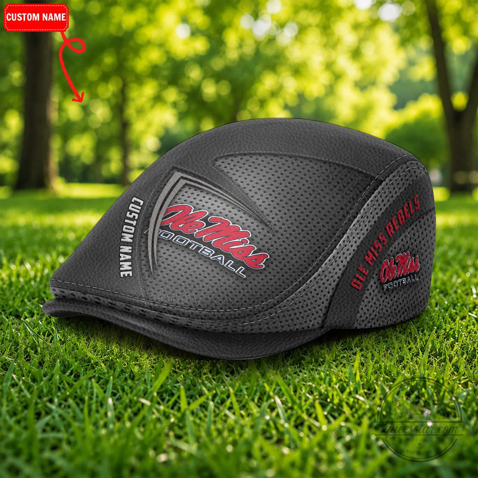 Ole Miss Rebels Football NCAA Golf Flat Cap, Personalized Custom Name Hat