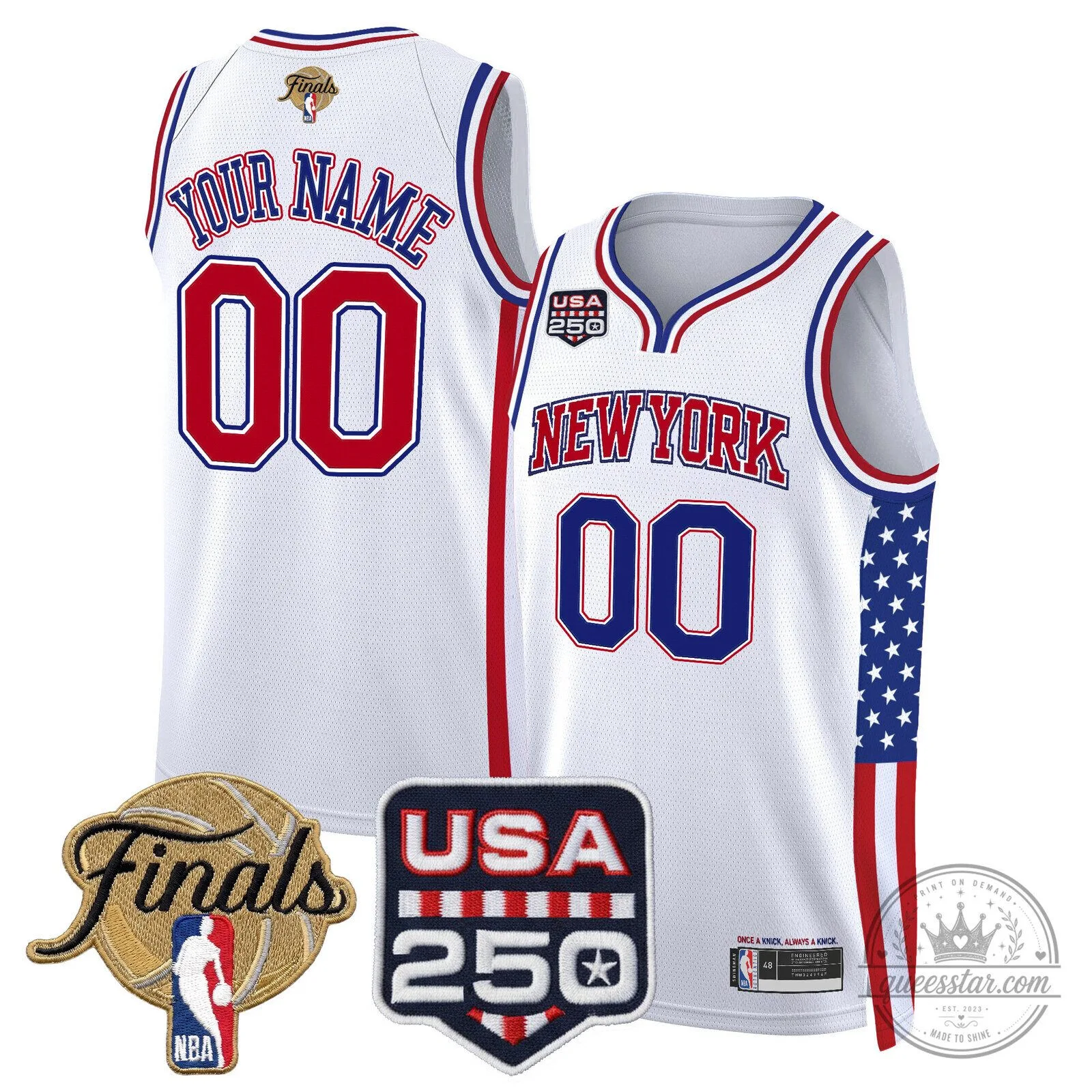 New York Knicks NBA Finals 2026 USA 250 Edition Custom Basketball Jersey