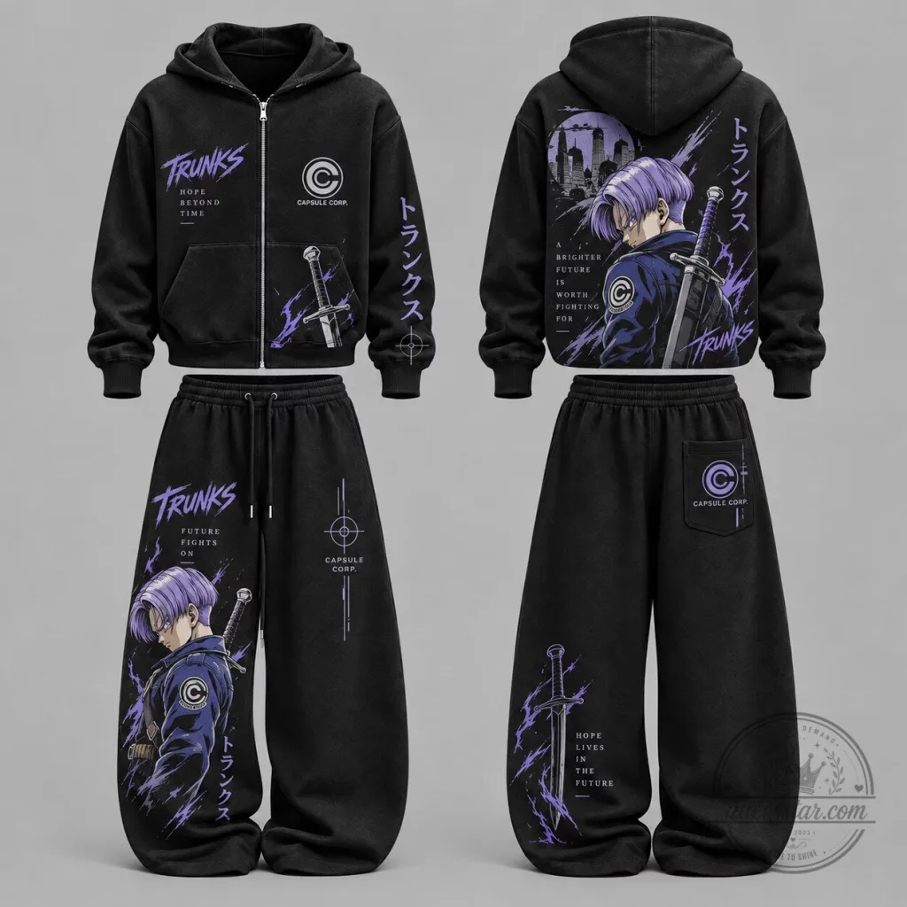 Dragon Ball Z Trunks Hope Beyond Time Anime Zip-Up Hoodie Dragon Ball Z Trunks Hope Beyond Time Anime Zip-Up Hoodie