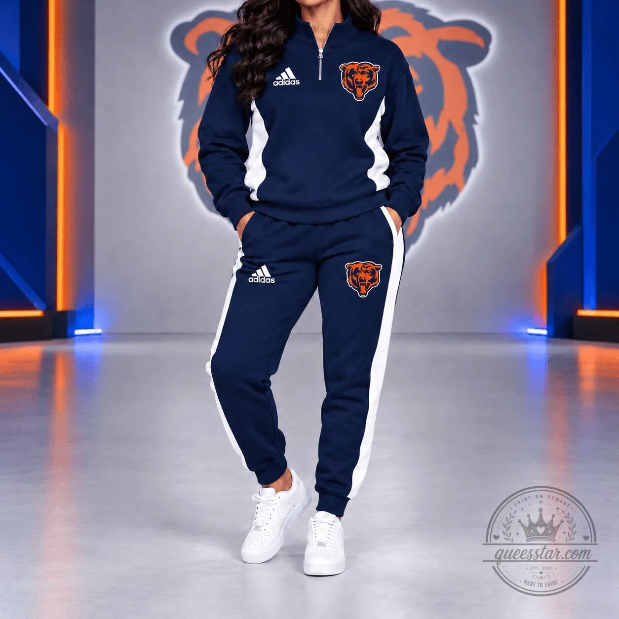 Chicago Bears National Football League Team Logo Quarter-Zip Hoodie