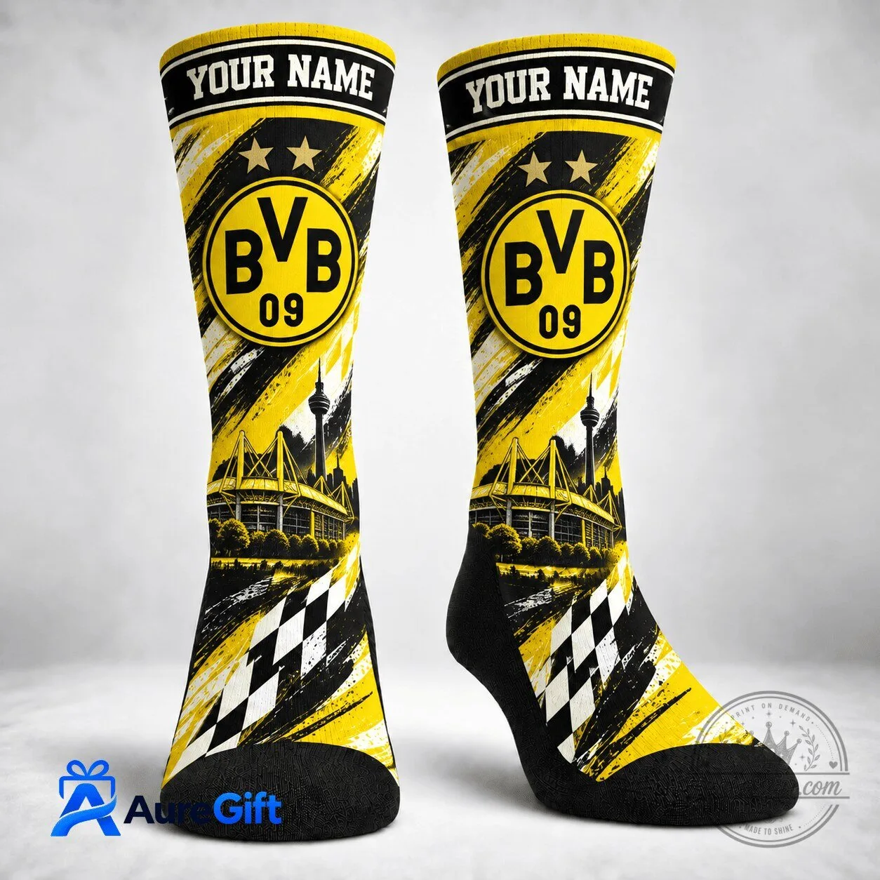 Borussia Dortmund Bundesliga Matchday Personalized Name Fan Socks