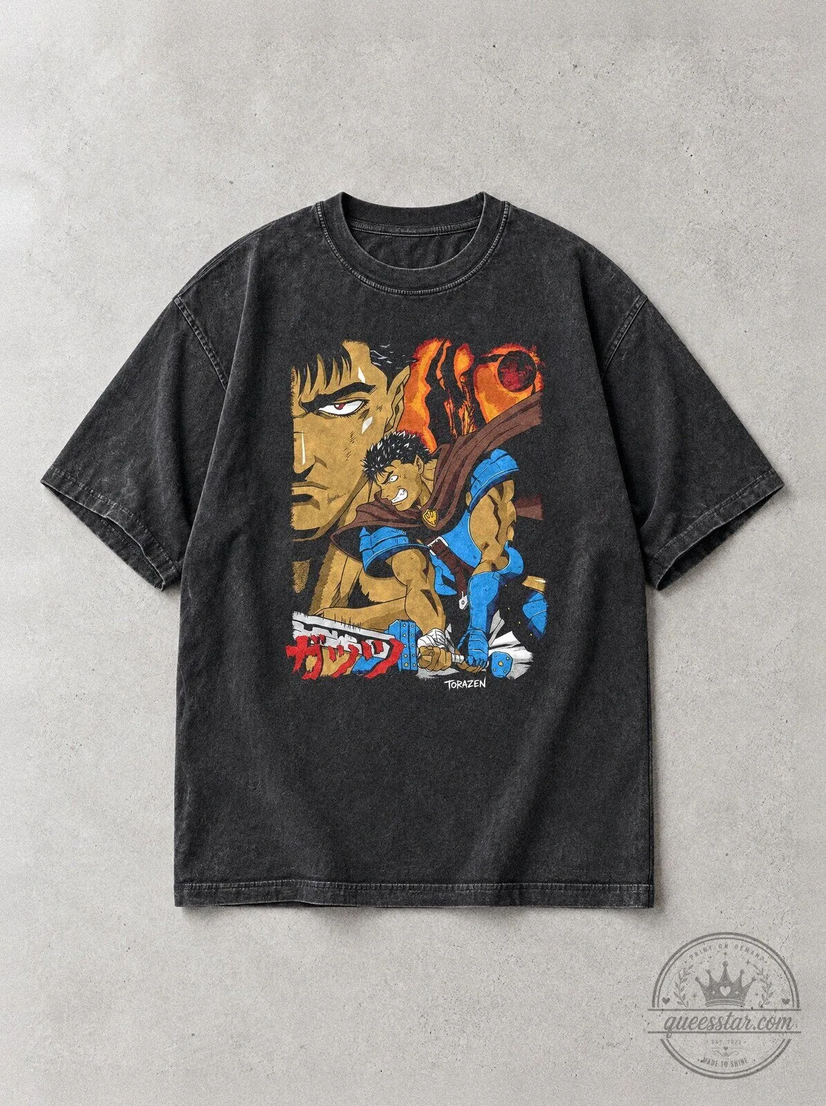 Berserk Guts Mercenary Grin Vintage Anime Manga Graphic T-Shirt
