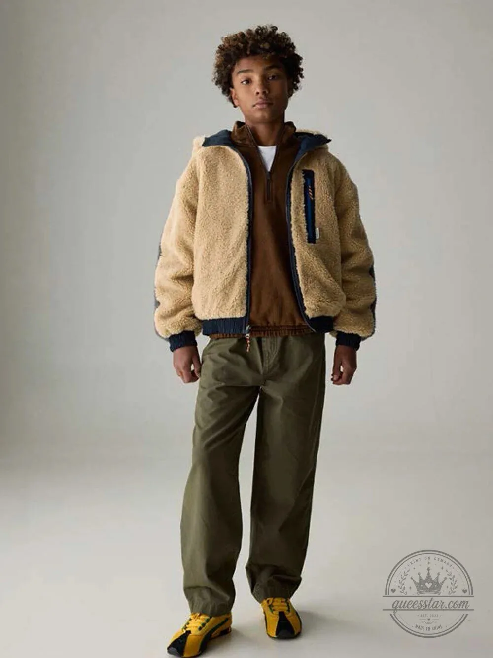 Men's Olive Green Elastic Waistband Casual Cotton Work Pants 4 Men