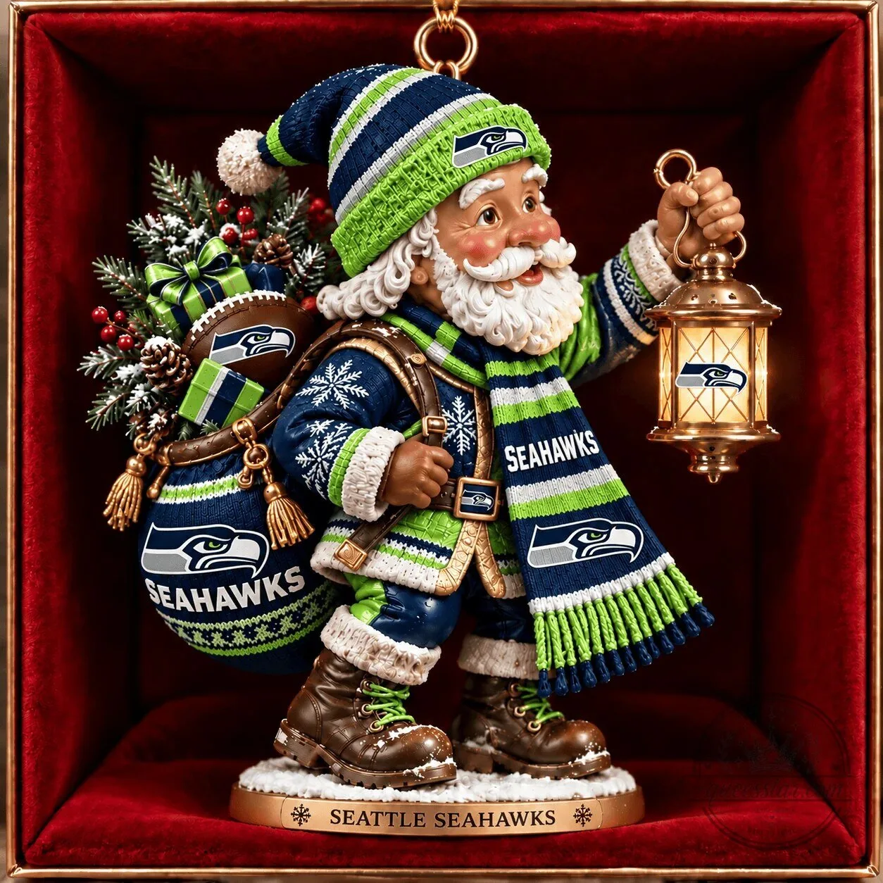 Seattle Seahawks Santa Claus Christmas Ornament for Holiday Tree Decor