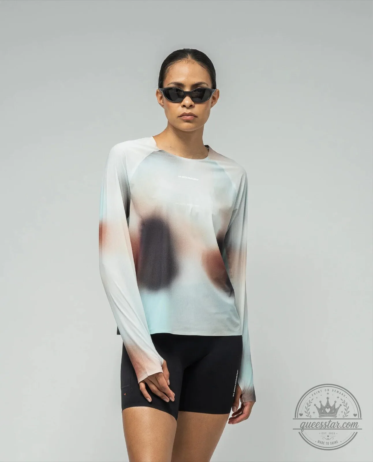 Women's Fog Abstract Print Long Sleeve Performance Running Shirt