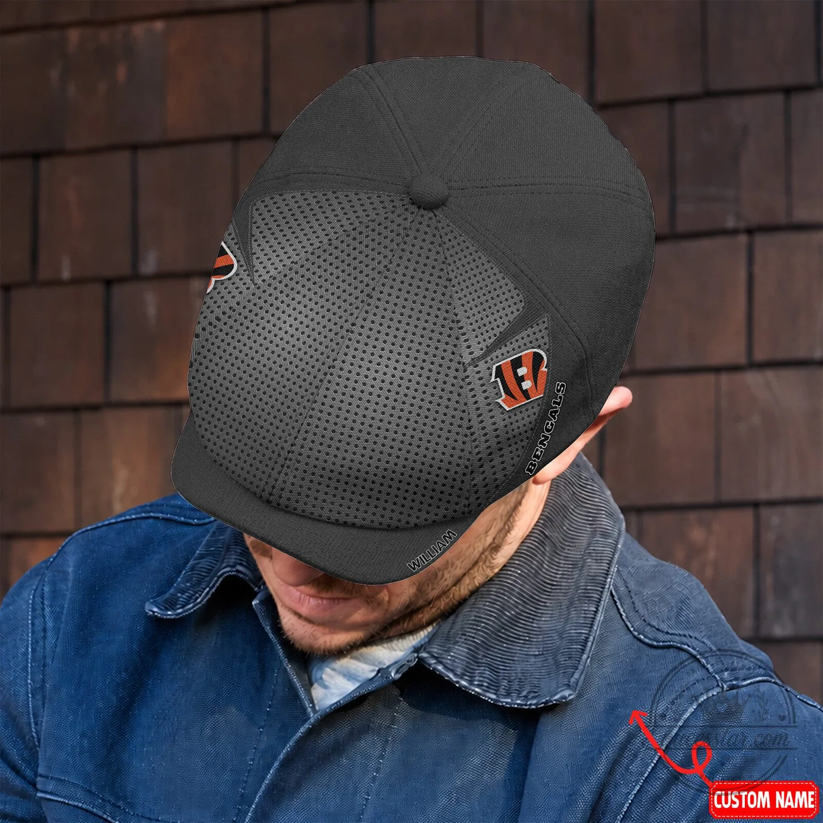 Cincinnati Bengals NFL Football Team Personalized Black Newsboy Cap Hat