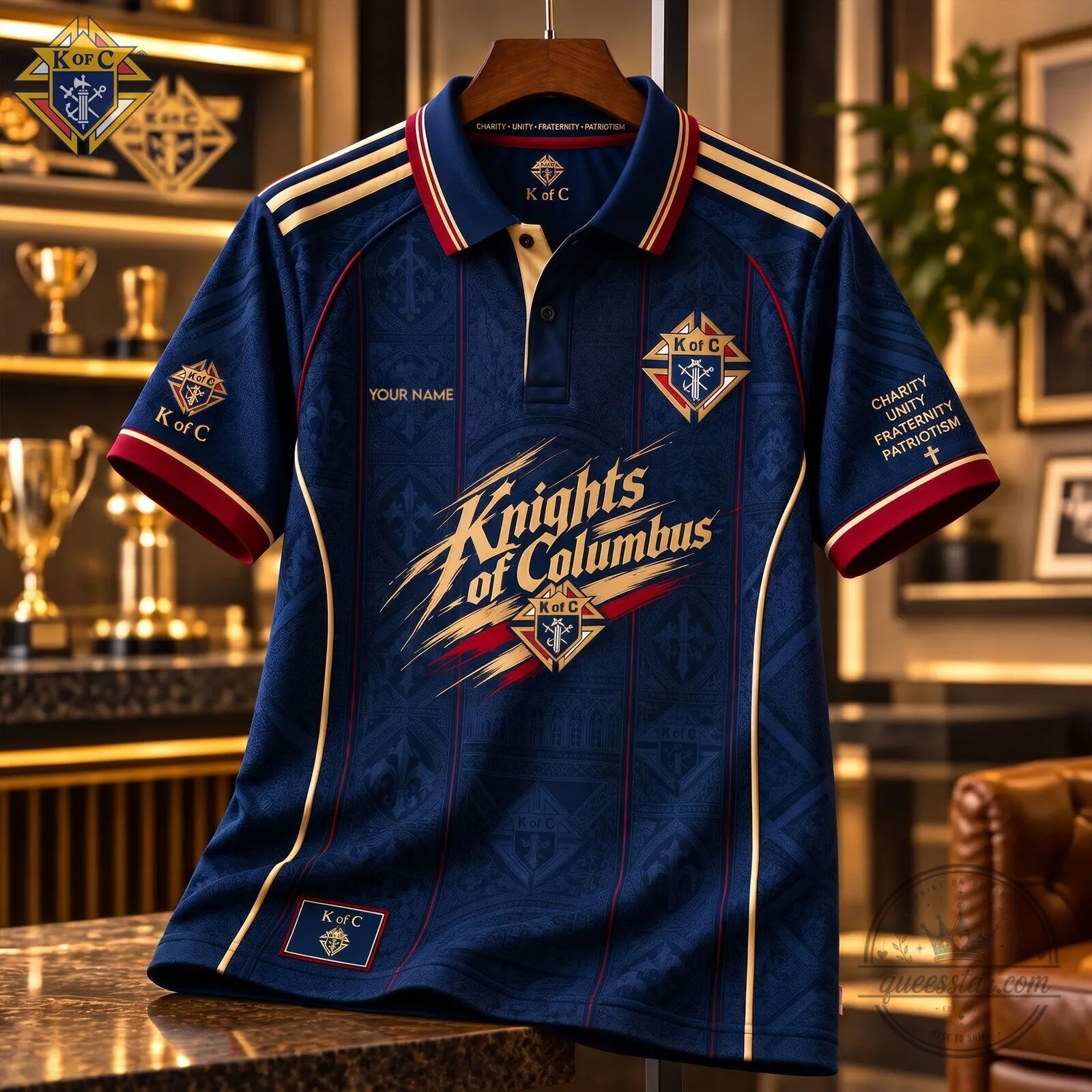 Polo Shirt of Unity, Charity, Fraternity, and Patriotism by Knights of Columbus