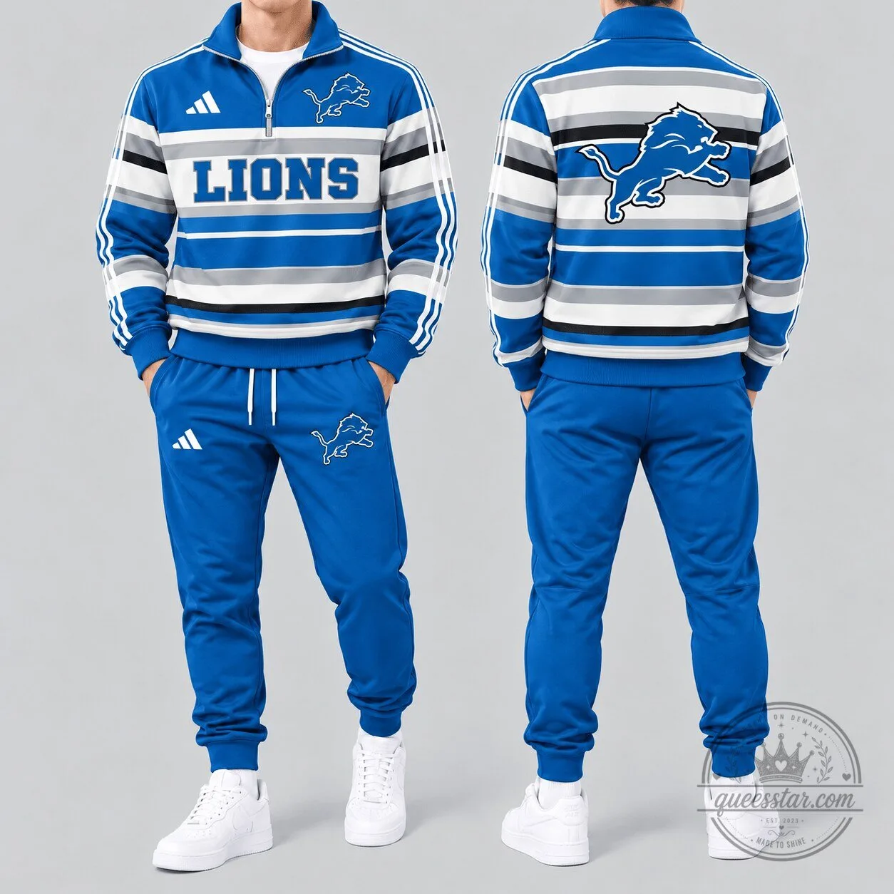 Detroit Lions Vintage Gridiron Quarter Zip Tracksuit Top 1 Detroit Lions Vintage Gridiron Quarter Zip Tracksuit Top