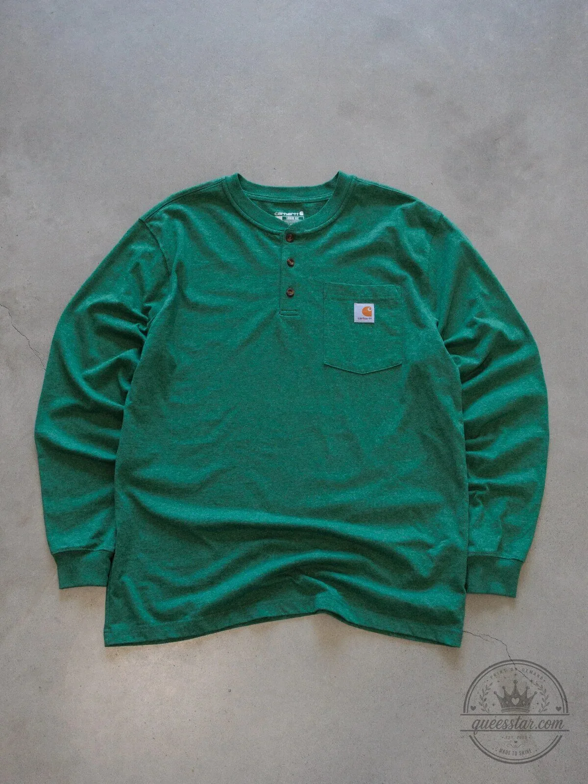 Carhartt Green Henley Long Sleeve T-Shirt with Chest Pocket 3 Carhartt Green Henley Long Sleeve T-Shirt with Chest Pocket