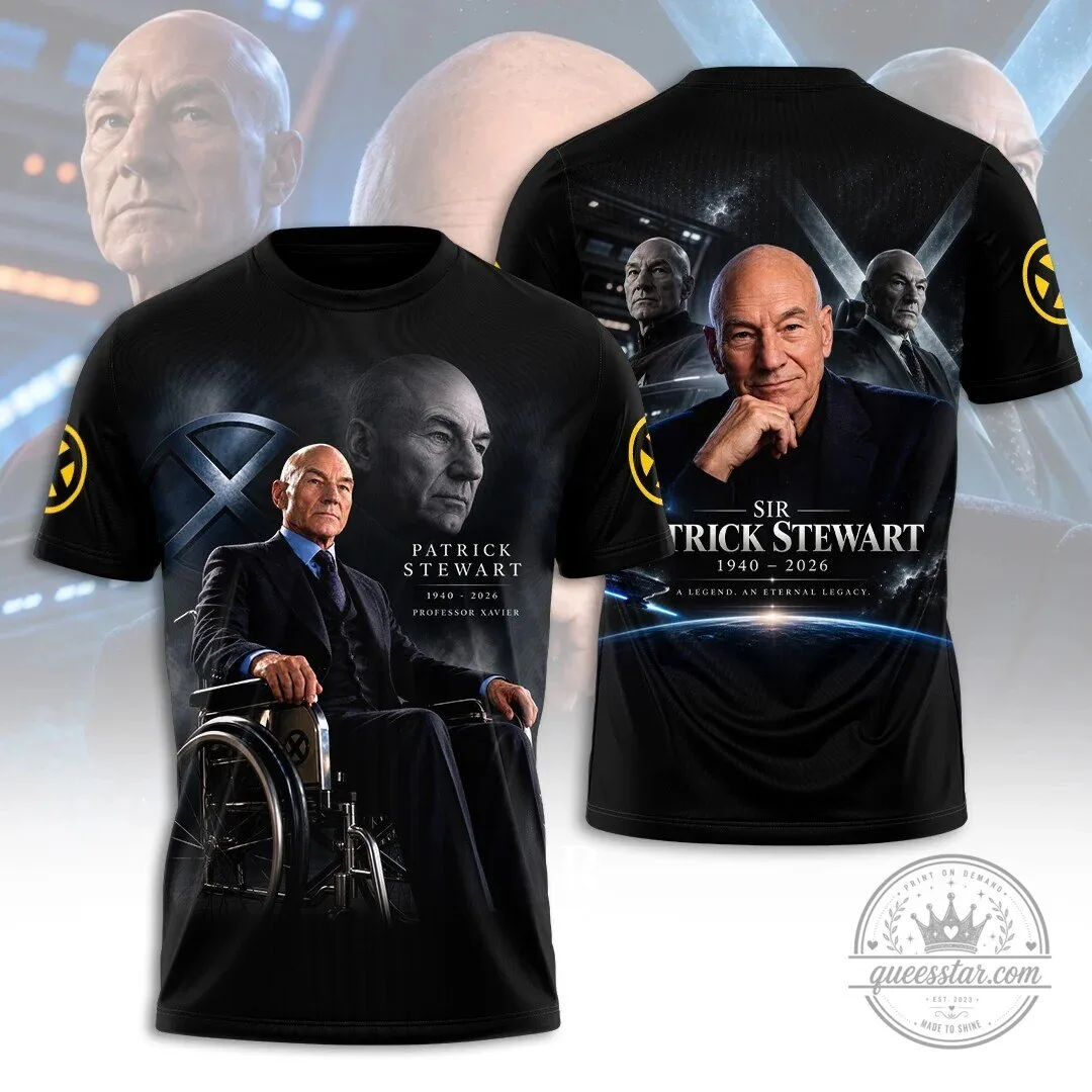 Sir Patrick Stewart Professor X-Men Tribute Black T-Shirt